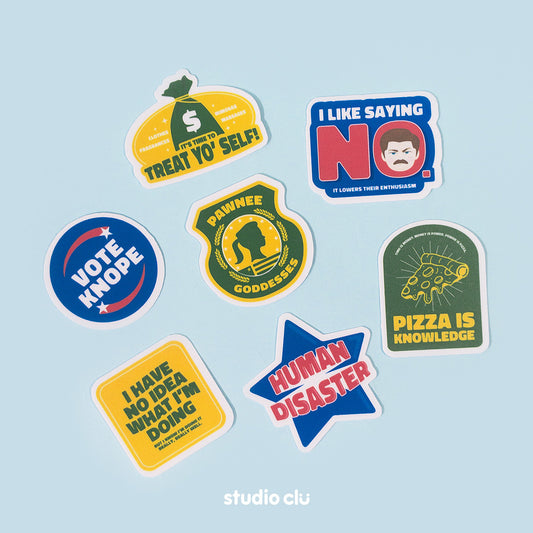 Parks and Recreation Series Fan Art Waterproof Sticker Set