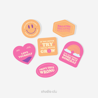 Feel Good Art Quotes Waterproof Sticker Set