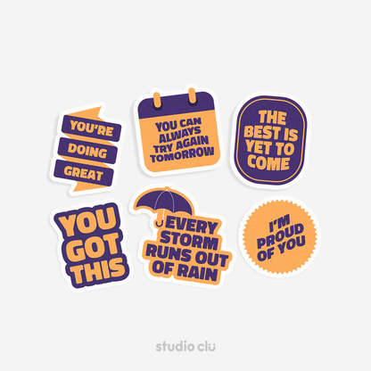 Feel Good Art Quotes Waterproof Sticker Set