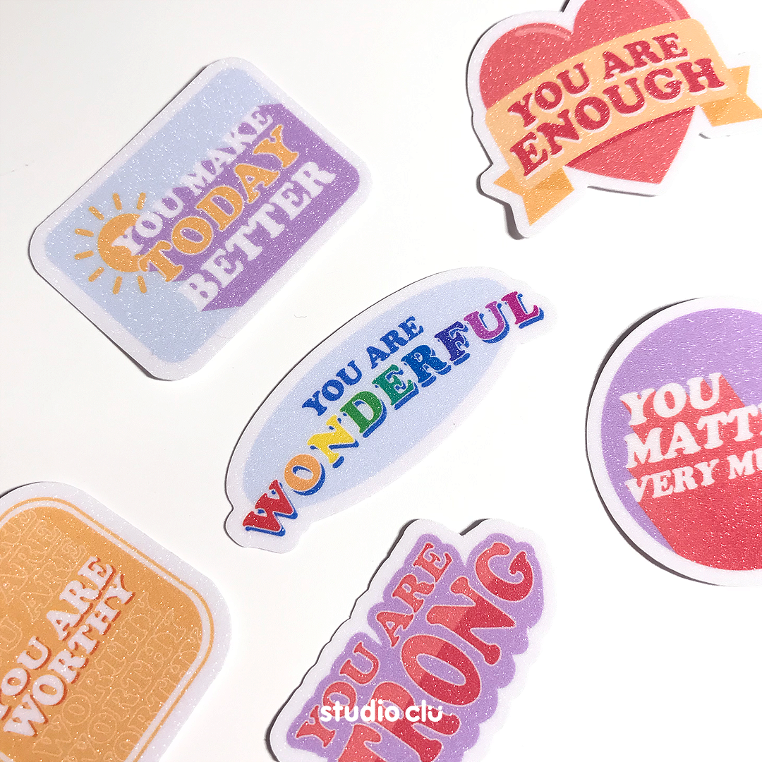 Just You Art Quotes Waterproof Sticker Set