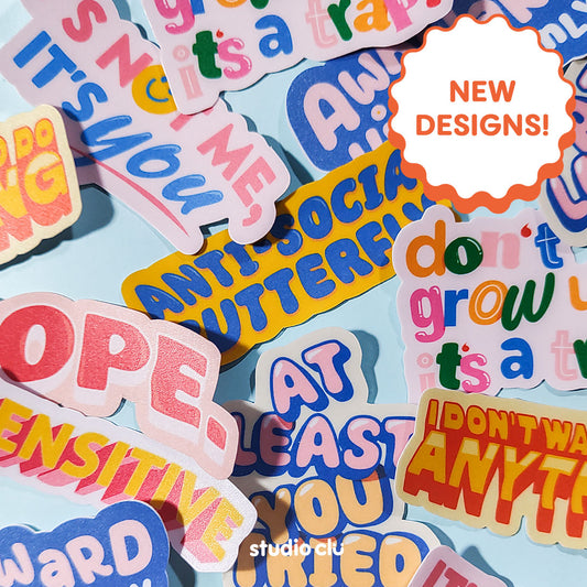 Mood Typographic Waterproof Stickers