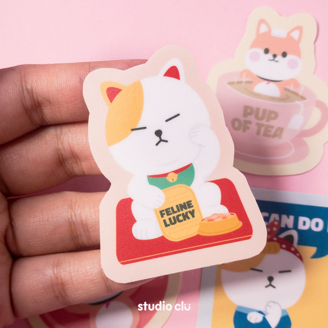 Peach Dog & Mango Cat Cute Relatable Waterproof Stickers B