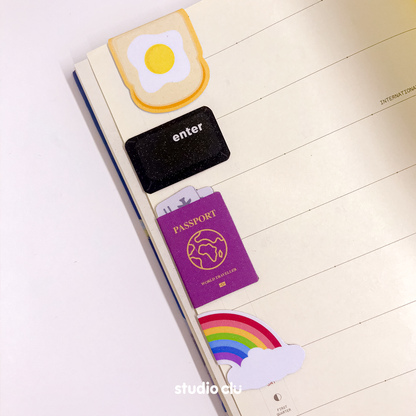 Egg Toast Keyboard Passport Rainbow Cute Art Magnetic Bookmark