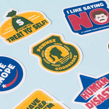 Parks and Recreation Series Fan Art Waterproof Sticker Set