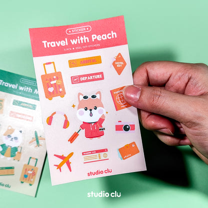 Travel Peach Dog and Mango Cat Art Journal Sticker Sheet