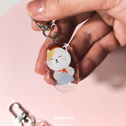 Peach Dog & Mango Cat Cute Acrylic Charm Chain Keyring