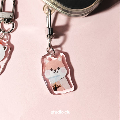 Peach Dog & Mango Cat Cute Acrylic Charm Chain Keyring