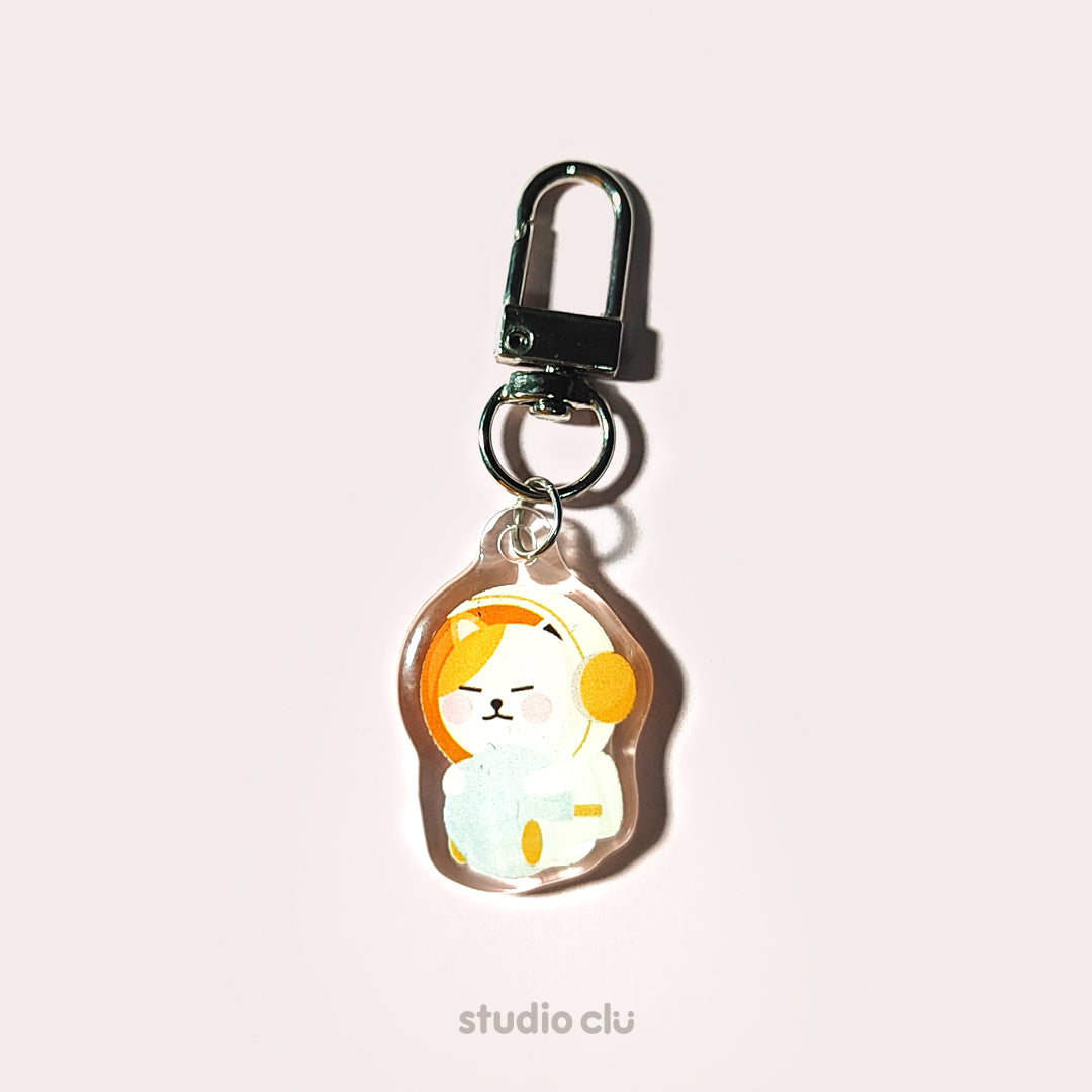 Peach Dog & Mango Cat Cute Acrylic Charm Chain Keyring