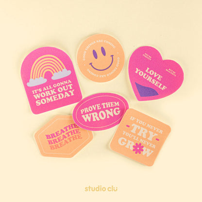 Feel Good Art Quotes Waterproof Sticker Set