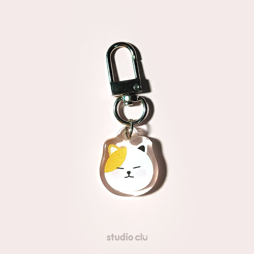 Peach Dog & Mango Cat Cute Acrylic Charm Chain Keyring