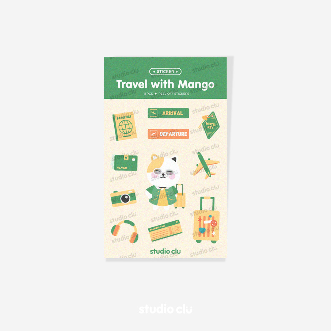 Travel Peach Dog and Mango Cat Art Journal Sticker Sheet