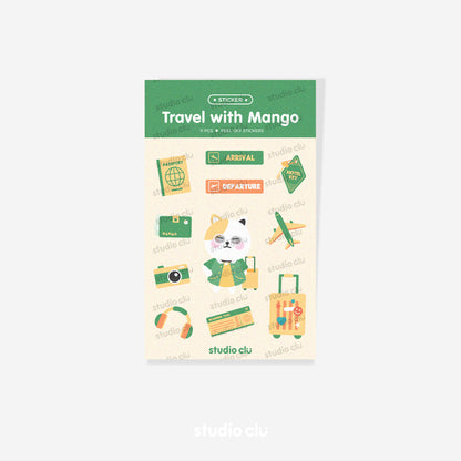 Travel Peach Dog and Mango Cat Art Journal Sticker Sheet