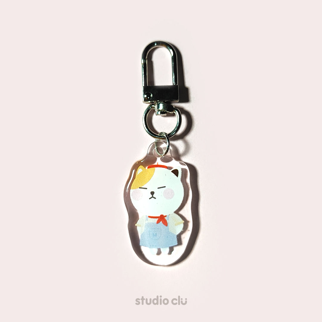 Peach Dog & Mango Cat Cute Acrylic Charm Chain Keyring