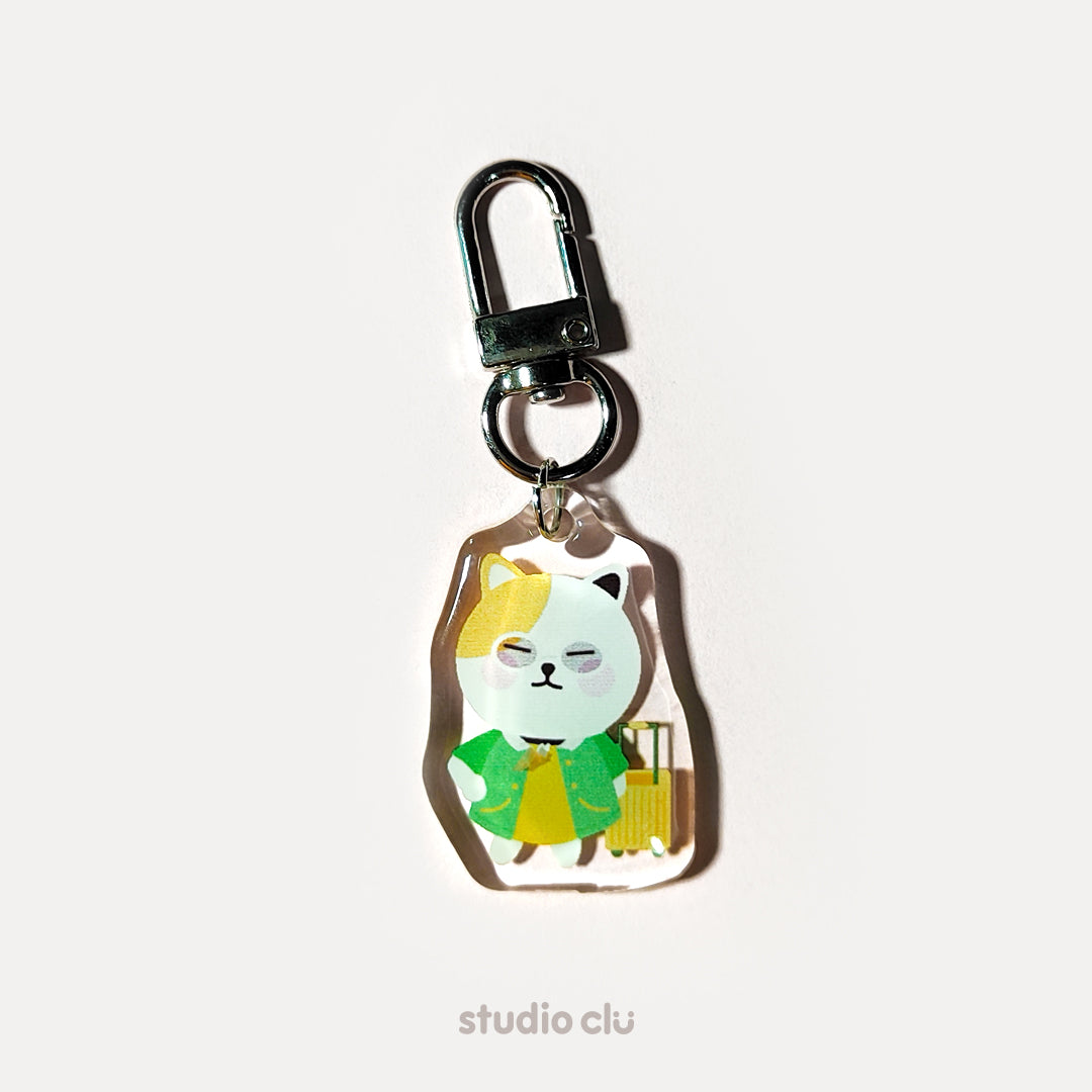 Peach Dog & Mango Cat Cute Acrylic Charm Chain Keyring