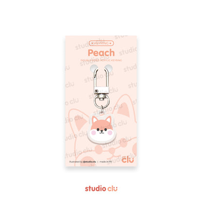 Peach Dog & Mango Cat Cute Acrylic Charm Chain Keyring A