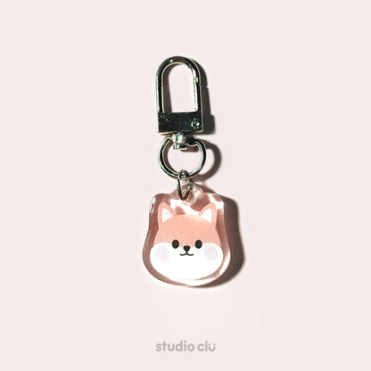 Peach Dog & Mango Cat Cute Acrylic Charm Chain Keyring