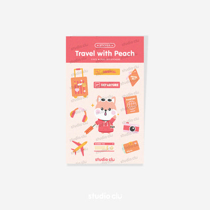 Travel Peach Dog and Mango Cat Art Journal Sticker Sheet